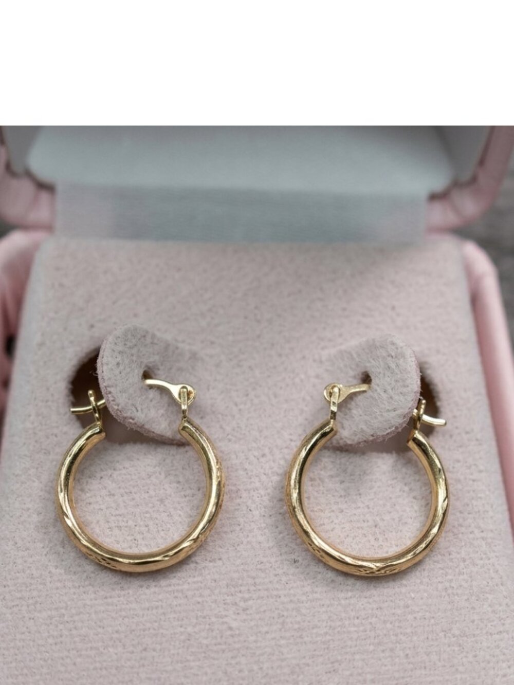 Stamped 14K Yellow Gold Hoop Earrings Small Hollow Hoop Earrings Hinged Closure